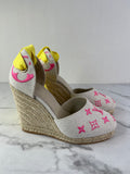 Louis Vuitton Rose Pop Canvas Monogram Starboard Wedge Espadrilles Size 36