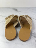 CHANEL Beige Velvet CC Chain Flat Sandals Size 36.5