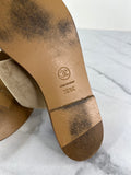 CHANEL Beige Velvet CC Chain Flat Sandals Size 36.5