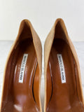 Manolo Blahnik Beige/Brown Bipunta Suede Cap-Toe Pumps Size 36.5