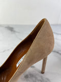 Manolo Blahnik Beige/Brown Bipunta Suede Cap-Toe Pumps Size 36.5