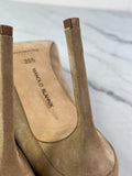 Manolo Blahnik Beige/Brown Bipunta Suede Cap-Toe Pumps Size 36.5
