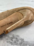 Manolo Blahnik Beige/Brown Bipunta Suede Cap-Toe Pumps Size 36.5