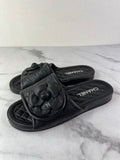 CHANEL Black Quilted Leather Camelia CC Flat Slides Size 36