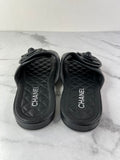 CHANEL Black Quilted Leather Camelia CC Flat Slides Size 36