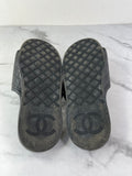 CHANEL Black Quilted Leather Camelia CC Flat Slides Size 36