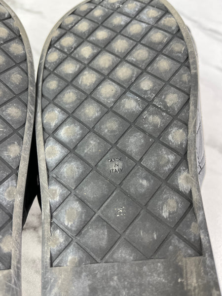 CHANEL Black Quilted Leather Camelia CC Flat Slides Size 36