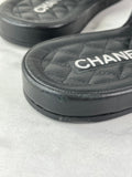 CHANEL Black Quilted Leather Camelia CC Flat Slides Size 36