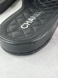 CHANEL Black Quilted Leather Camelia CC Flat Slides Size 36