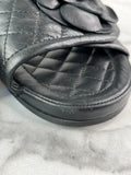 CHANEL Black Quilted Leather Camelia CC Flat Slides Size 36