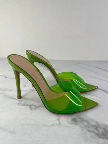 Gianvito Rossi Green PVC Elle Slide Sandals Size 36.5