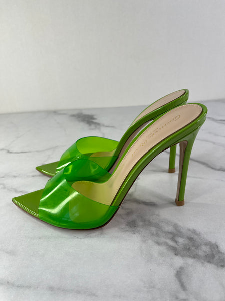 Gianvito Rossi Green PVC Elle Slide Sandals Size 36.5