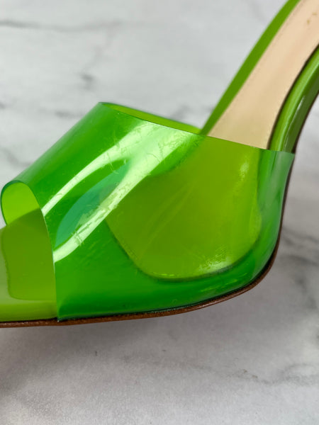 Gianvito Rossi Green PVC Elle Slide Sandals Size 36.5