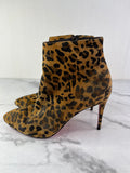 Christian Louboutin‎ Eloise Suede Leopard Print Ankle Booties Size 37