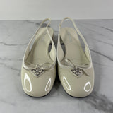 Prada Ivory Patent Leather Slingback Pumps Size 38.5