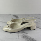 Prada Ivory Patent Leather Slingback Pumps Size 38.5