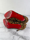 Christian Louboutin‎ Eloise Suede Leopard Print Ankle Booties Size 37