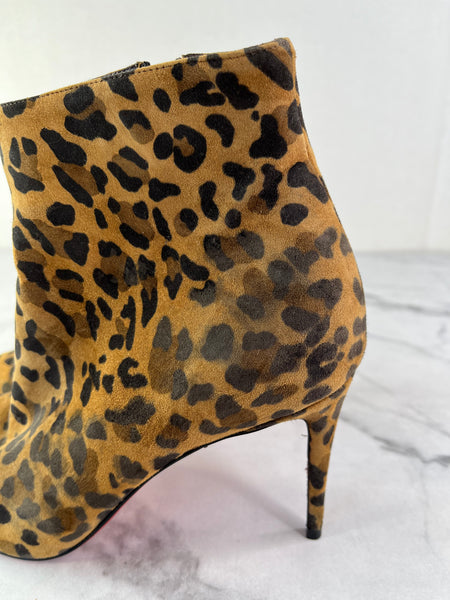 Christian Louboutin‎ Eloise Suede Leopard Print Ankle Booties Size 37
