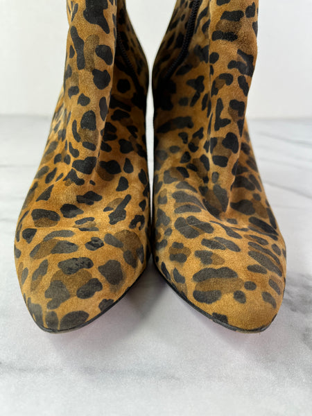 Christian Louboutin‎ Eloise Suede Leopard Print Ankle Booties Size 37