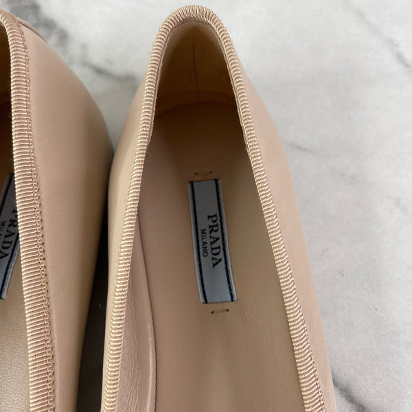 PRADA Ninfea (beige/pink) Leather Ballet Flats Size 38.5