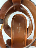 LOUIS VUITTON Brown Leather and Monogram Canvas Boundary Wedge Espadrilles Sandals Size 37
