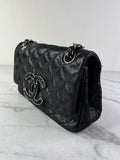 CHANEL Crystal CC Iridescent/metallic black quilted Mini Flap Shoulder Bag