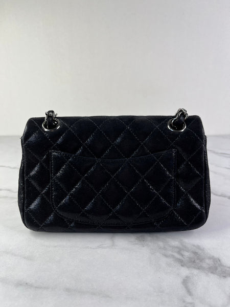 CHANEL Crystal CC Iridescent/metallic black quilted Mini Flap Shoulder Bag