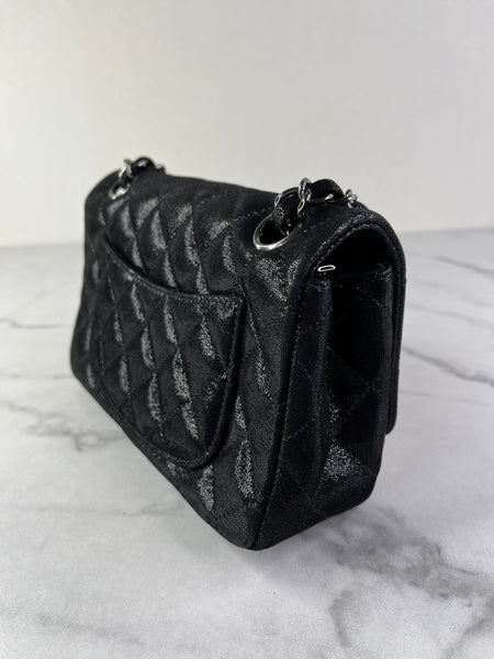 CHANEL Crystal CC Iridescent/metallic black quilted Mini Flap Shoulder Bag