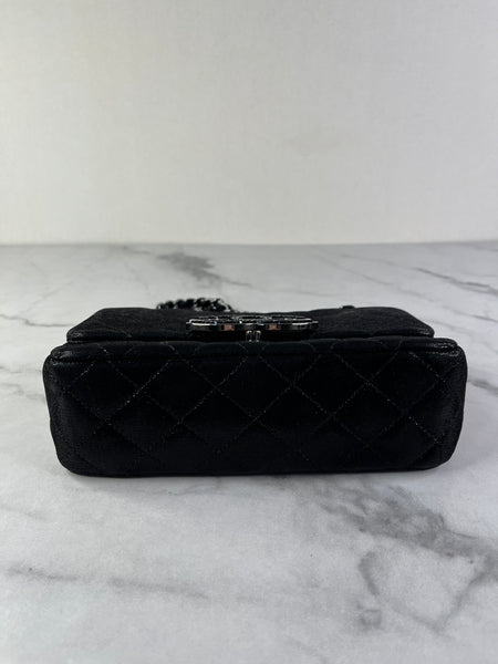 CHANEL Crystal CC Iridescent/metallic black quilted Mini Flap Shoulder Bag