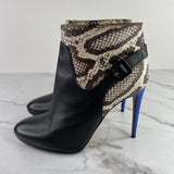 Aquazzura Olivia Booties in black, electric blue and python Size 39.5