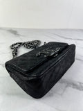 CHANEL Crystal CC Iridescent/metallic black quilted Mini Flap Shoulder Bag