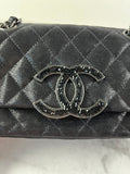 CHANEL Crystal CC Iridescent/metallic black quilted Mini Flap Shoulder Bag