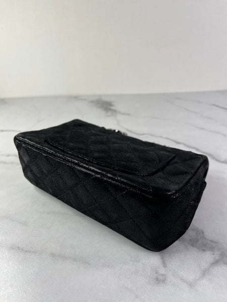 CHANEL Crystal CC Iridescent/metallic black quilted Mini Flap Shoulder Bag