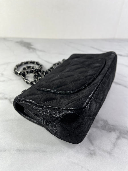 CHANEL Crystal CC Iridescent/metallic black quilted Mini Flap Shoulder Bag