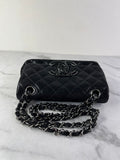 CHANEL Crystal CC Iridescent/metallic black quilted Mini Flap Shoulder Bag