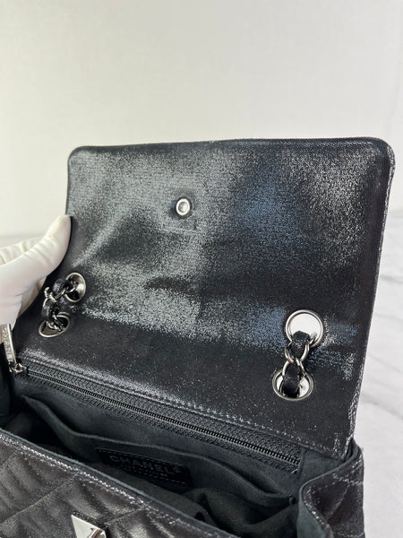 CHANEL Crystal CC Iridescent/metallic black quilted Mini Flap Shoulder Bag