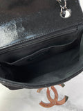 CHANEL Crystal CC Iridescent/metallic black quilted Mini Flap Shoulder Bag