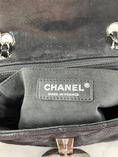 CHANEL Crystal CC Iridescent/metallic black quilted Mini Flap Shoulder Bag