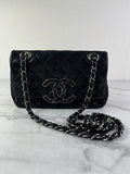 CHANEL Crystal CC Iridescent/metallic black quilted Mini Flap Shoulder Bag