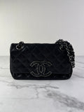 CHANEL Crystal CC Iridescent/metallic black quilted Mini Flap Shoulder Bag