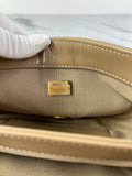 CHANEL Beige Quilted Shiny Calfskin/Suede Goatskin Mini Messenger Shoulder/Crossbody Bag