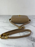 CHANEL Beige Quilted Shiny Calfskin/Suede Goatskin Mini Messenger Shoulder/Crossbody Bag