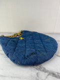 CHANEL Blue Denim Quilted Denim Mood Maxi Hobo Shoulder Bag