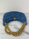 CHANEL Blue Denim Quilted Denim Mood Maxi Hobo Shoulder Bag