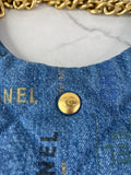 CHANEL Blue Denim Quilted Denim Mood Maxi Hobo Shoulder Bag