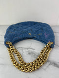 CHANEL Blue Denim Quilted Denim Mood Maxi Hobo Shoulder Bag