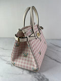 Valentino Pink/Ivory Antibes Small Shopping Crossbody/Shoulder Bag In Vichy Le Chat De La Maison Canvas