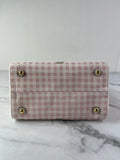 Valentino Pink/Ivory Antibes Small Shopping Crossbody/Shoulder Bag In Vichy Le Chat De La Maison Canvas