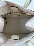 Valentino Pink/Ivory Antibes Small Shopping Crossbody/Shoulder Bag In Vichy Le Chat De La Maison Canvas