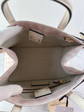 Valentino Pink/Ivory Antibes Small Shopping Crossbody/Shoulder Bag In Vichy Le Chat De La Maison Canvas